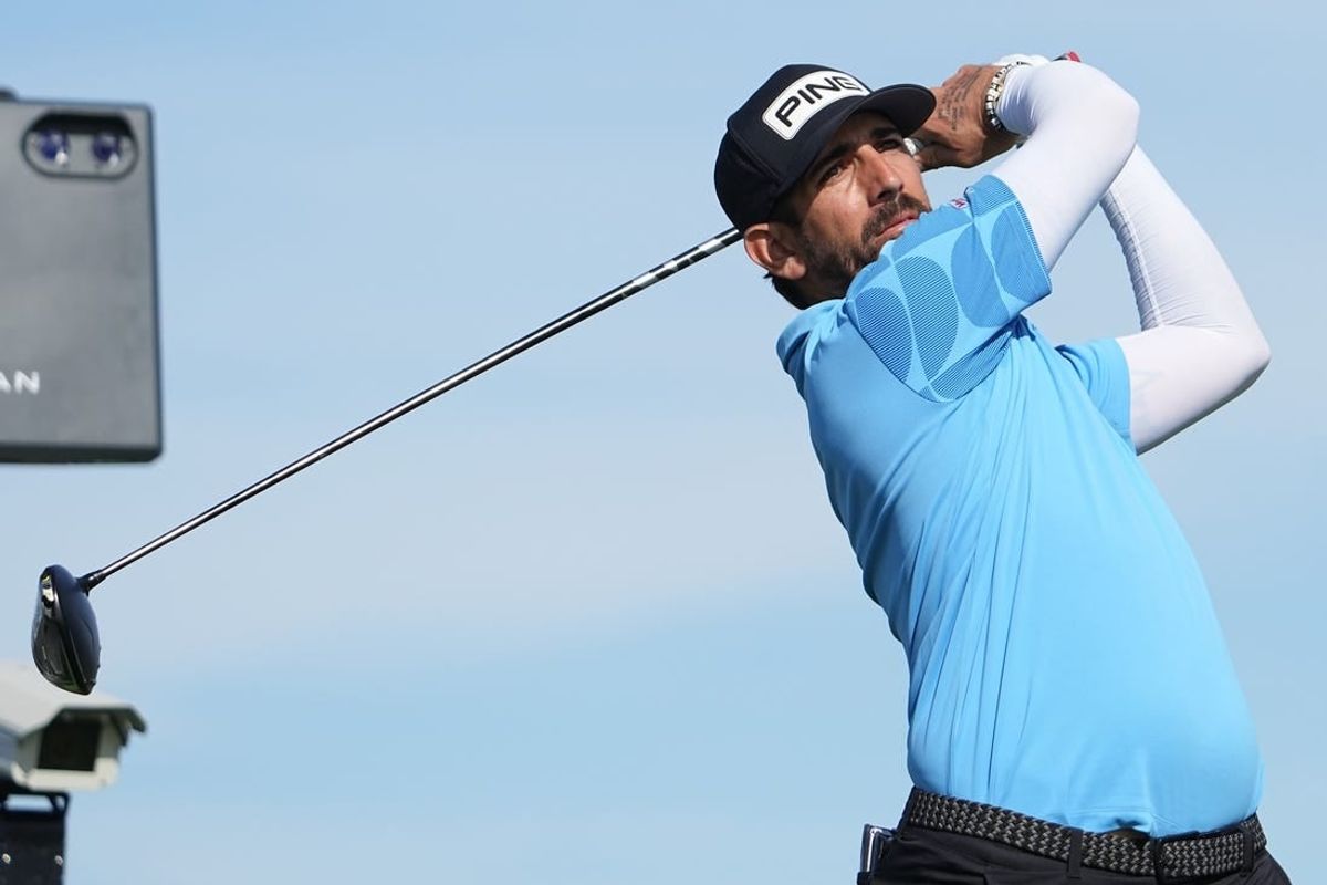 Jan 27, 2024; San Diego, California, USA; Matthieu Pavon hits his tee shot on the second hole during the final round of the Farmers Insurance Open golf tournament at Torrey Pines Municipal Golf Course - South Course.