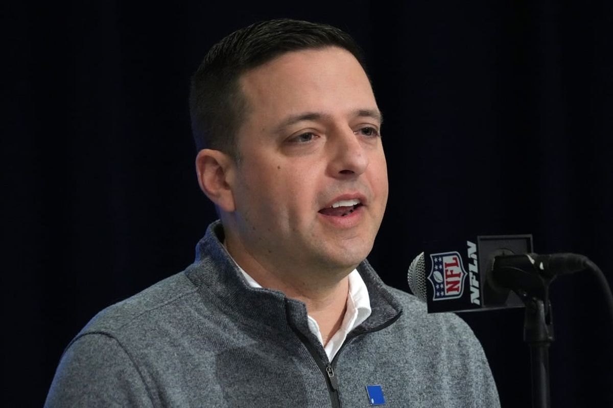 Feb 27, 2024; Indianapolis, IN, USA; New England Patriots director of scouting Eliot Wolf during the NFL Scouting Combine at Indiana Convention Center.