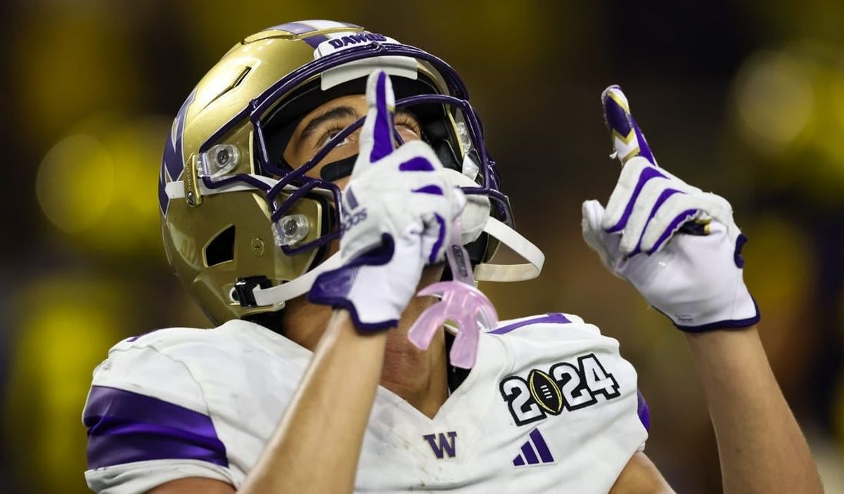 Washington Huskies wide receiver Rome Odunze (1) in the 2024 College Football Playoff national championship game at NRG Stadium.