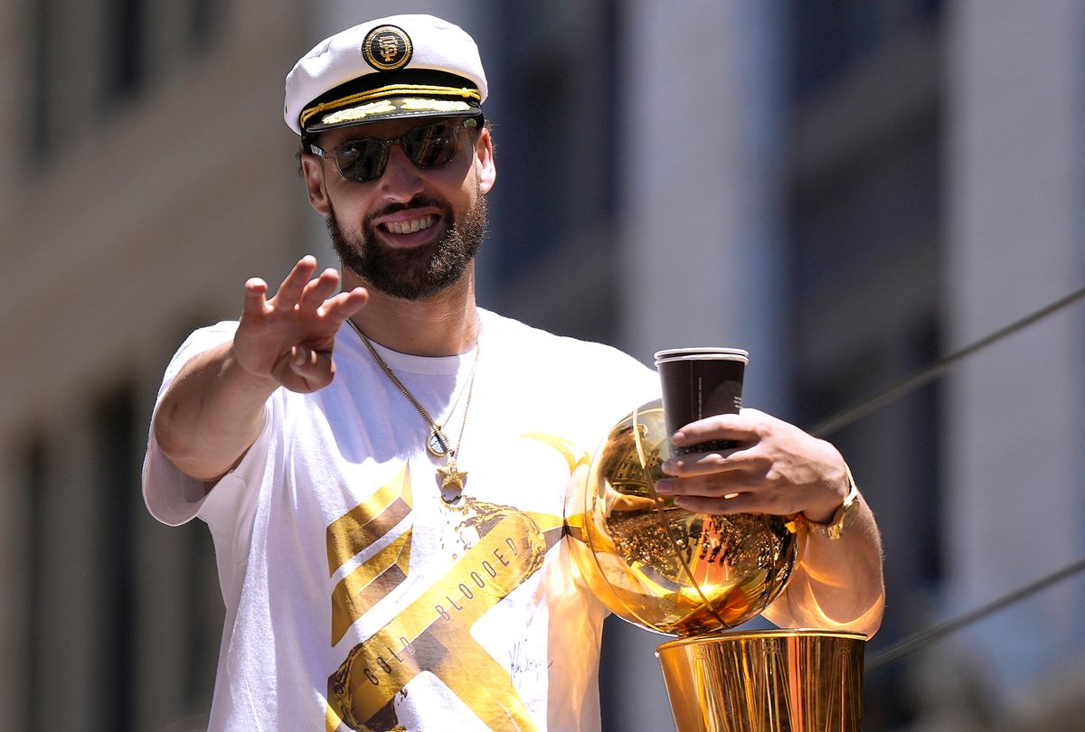 Klay Thompson made sure he enjoyed his championship parade.