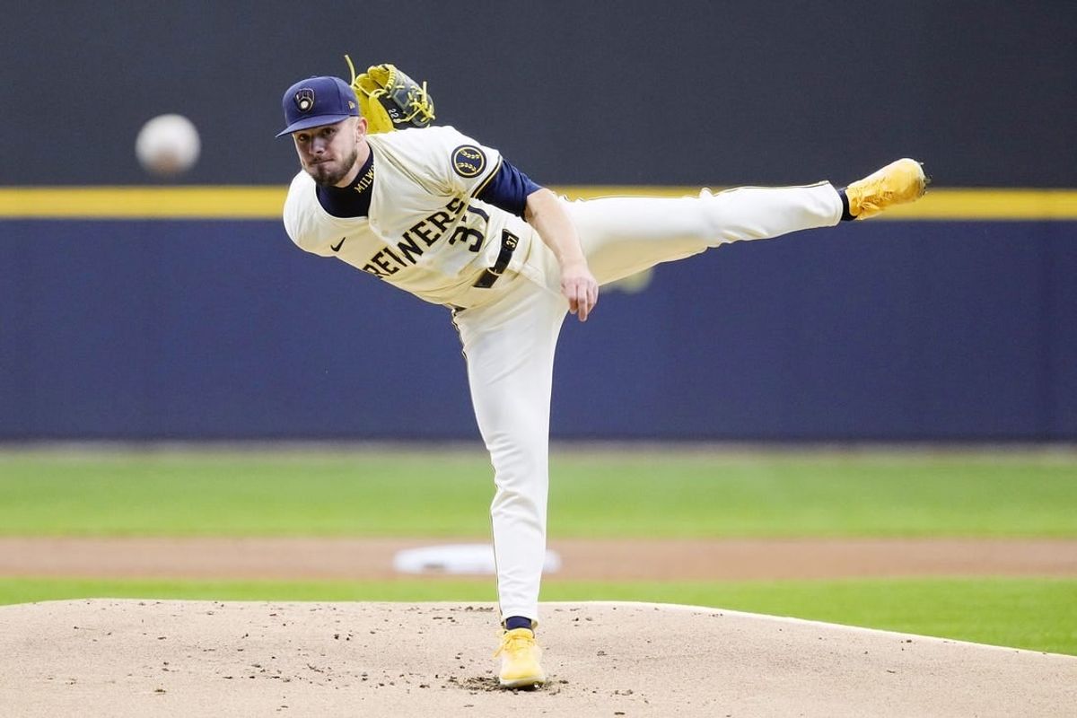 Apr 6, 2024; Milwaukee, Wisconsin, USA;  Milwaukee Brewers pitcher DL Hall (37) throws a pitch during the first inning against the Seattle Mariners at American Family Field.