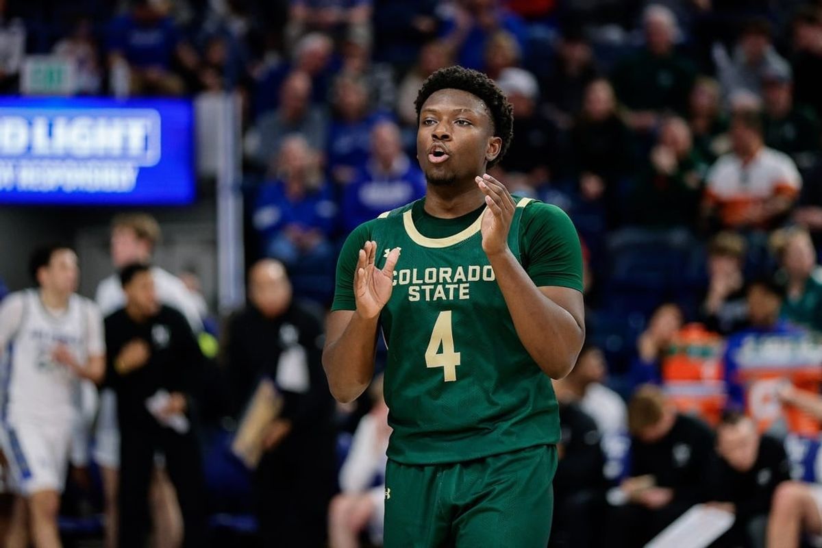 Mar 9, 2024; Colorado Springs, Colorado, USA; Colorado State Rams guard Isaiah Stevens (4) in the second half against the Air Force Falcons at Clune Arena.