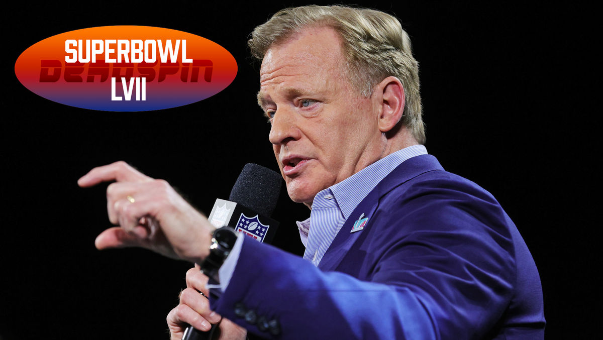 NFL Commissioner Roger Goodell speaks during a press conference in advance of Super Bowl LVII