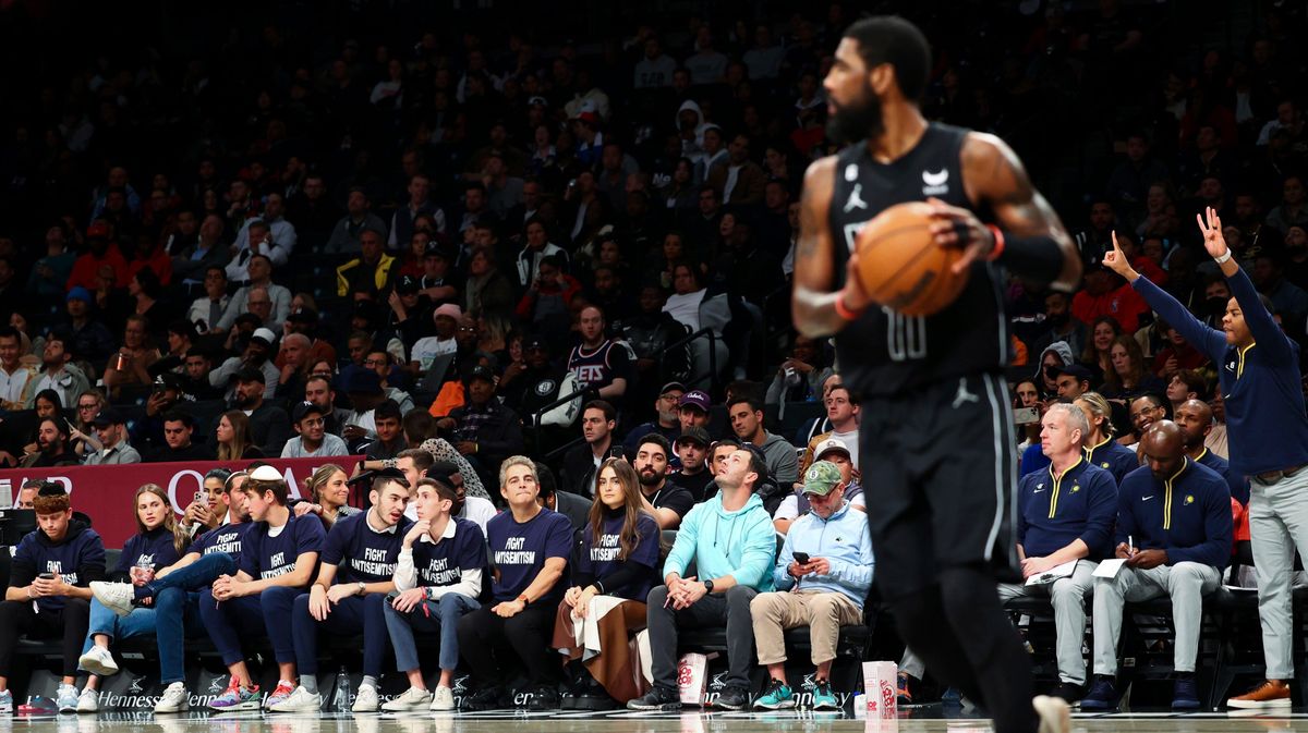 Several courtside fans wore “Fight Antisemitism” shirts
