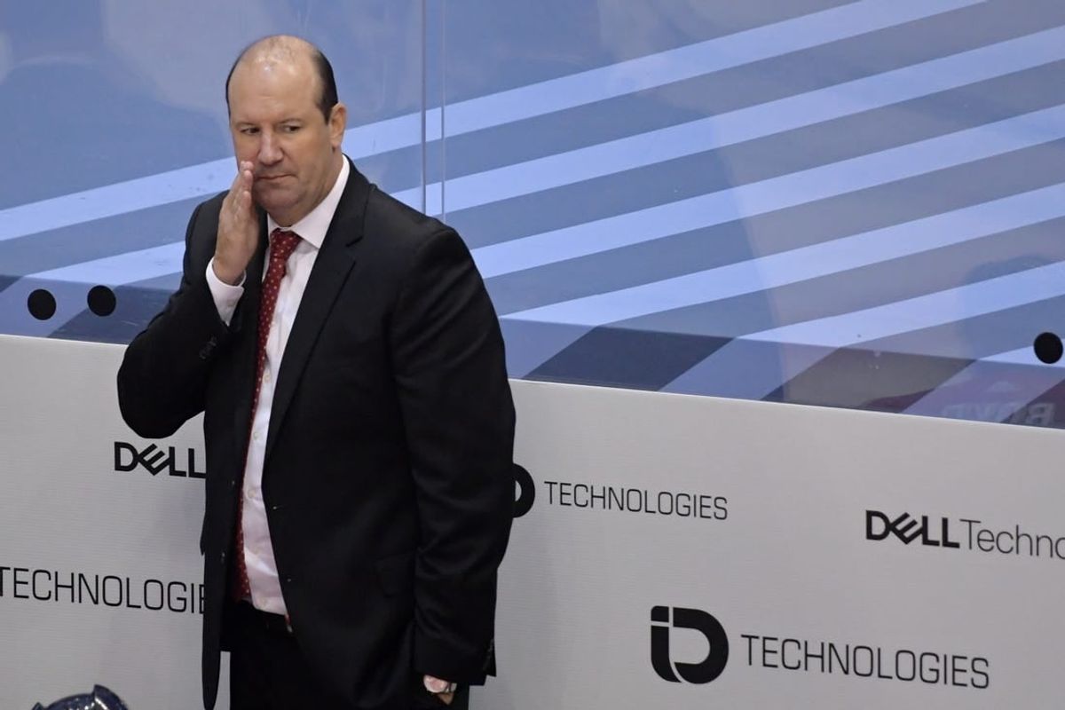 Aug 12, 2020; Toronto, Ontario, CAN; Washington Capitals head coach Todd Reirden talks from behind the bench against the New York Islanders in the second period in game one of the first round of the 2020 Stanley Cup Playoffs at Scotiabank Arena.