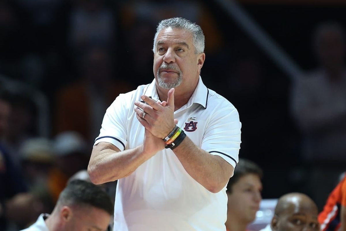 Feb 28, 2024; Knoxville, Tennessee, USA; Auburn Tigers head coach Bruce Pearl during the first half against the Tennessee Volunteers at Thompson-Boling Arena at Food City Center.