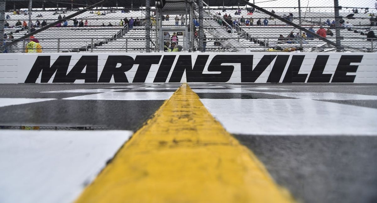 Nov 1, 2015; Martinsville, VA, USA; A general view of the start/finish line prior to the Goody's Headache Relief Shot 500 at Martinsville Speedway. Mandatory Credit: Michael Shroyer-Imagn Images