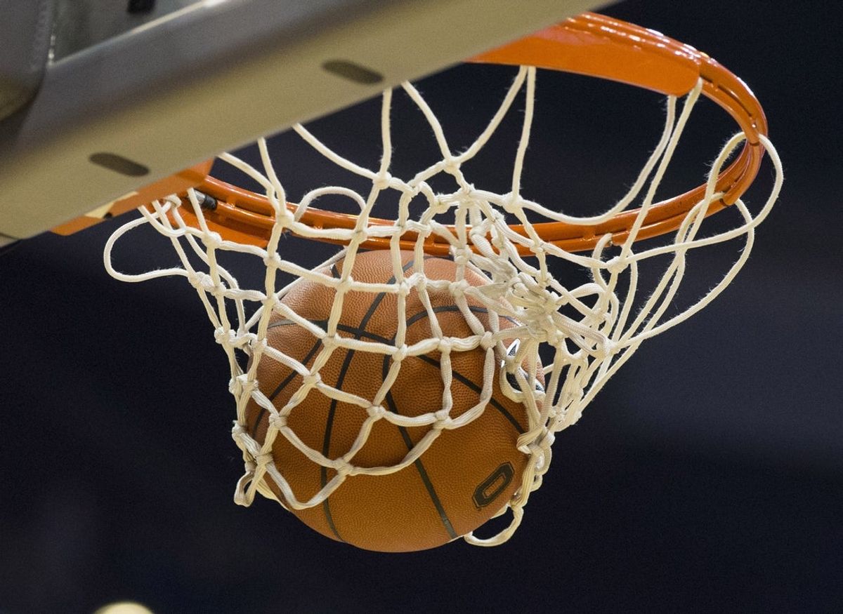 Nov 16, 2015; Columbus, OH, USA; A general view of the ball in the basket during the game between the Connecticut Huskies and Ohio State Buckeyes at Value City Arena. UConn won the game 100-56. Mandatory Credit:-Greg Bartram-Imagn Images