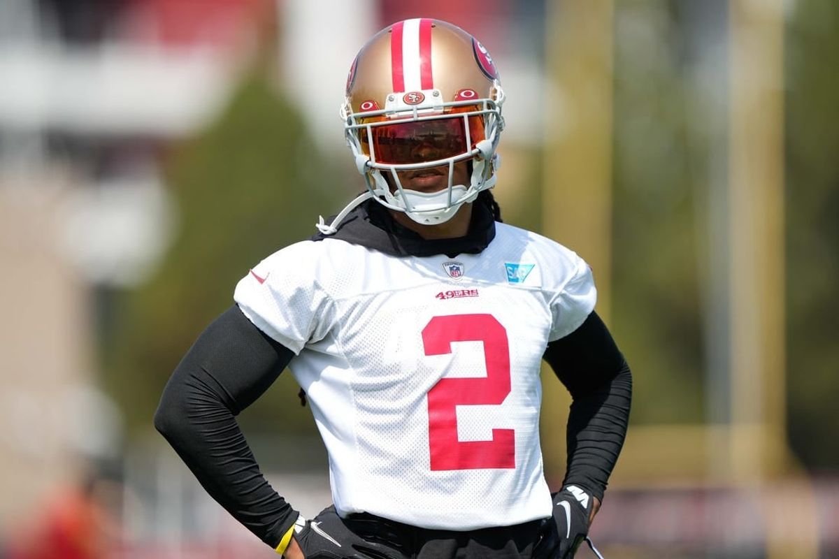 Jul 28, 2021; Santa Clara, CA, USA;  San Francisco 49ers defensive back Jason Verrett (2) during training camp at the SAP Performance Facility.