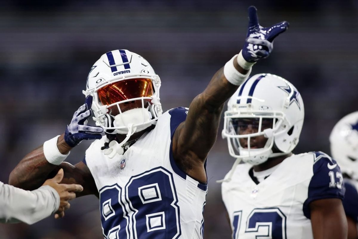 Dec 10, 2023; Arlington, Texas, USA; Dallas Cowboys wide receiver CeeDee Lamb (88) reacts before the game against the Philadelphia Eagles at AT&T Stadium.