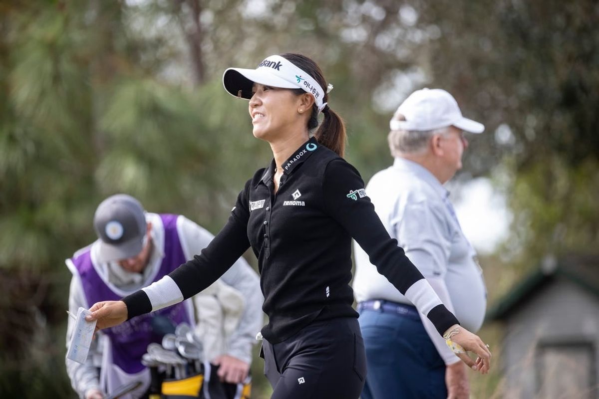 Lydia Ko walks to the tee on the first hole at the Grant Thornton Invitational at Tiburon Golf Club in Naples on Friday, Dec. 8, 2023.