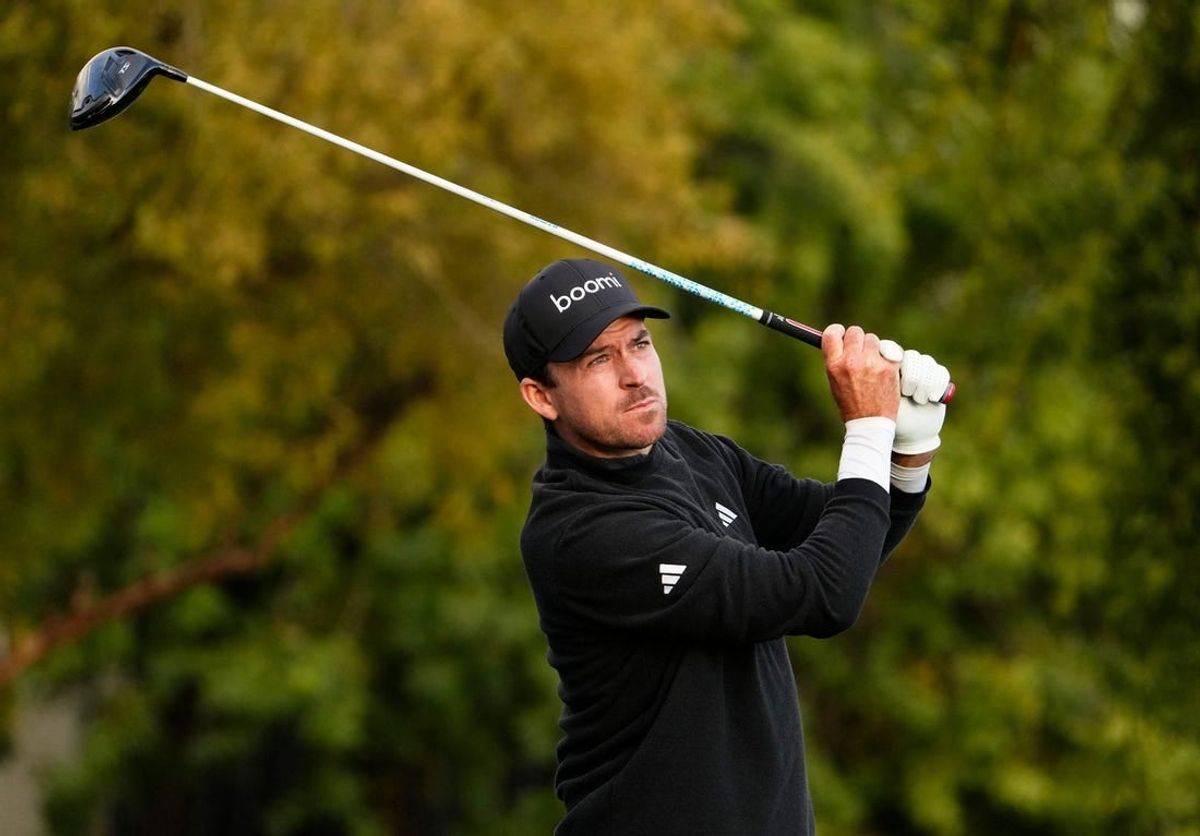 Nick Taylor plays his tee shot on the fifth hole during the third round of the WM Phoenix Open at TPC Scottsdale on Feb. 10, 2024.