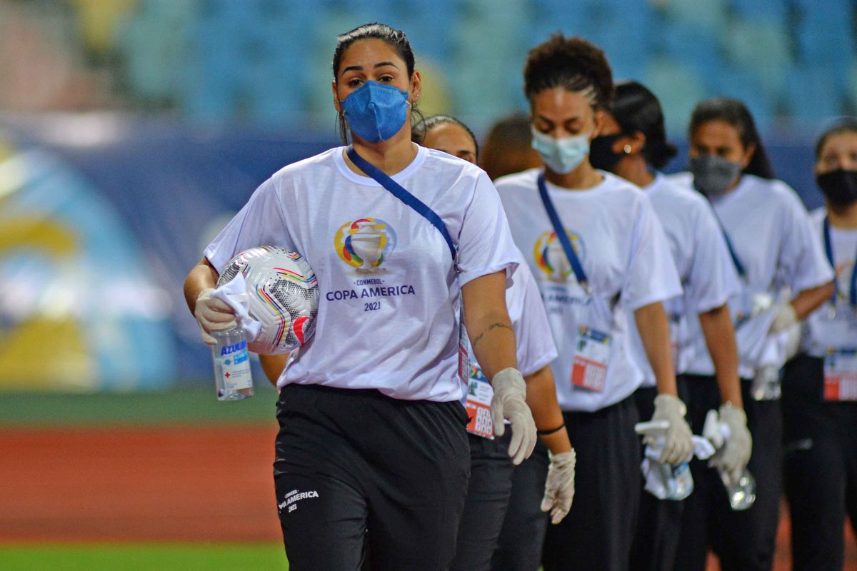 Well, here’s something you see at every soccer tourney: Masked b all girls carrying hand sanitizer.