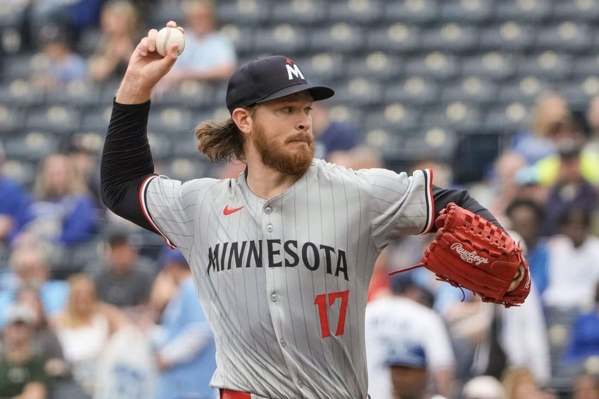 Mar 31, 2024; Kansas City, Missouri, USA; Minnesota Twins starting pitcher Bailey Ober (17) delivers a pitch against the Kansas City Royals in the first inning at Kauffman Stadium.
