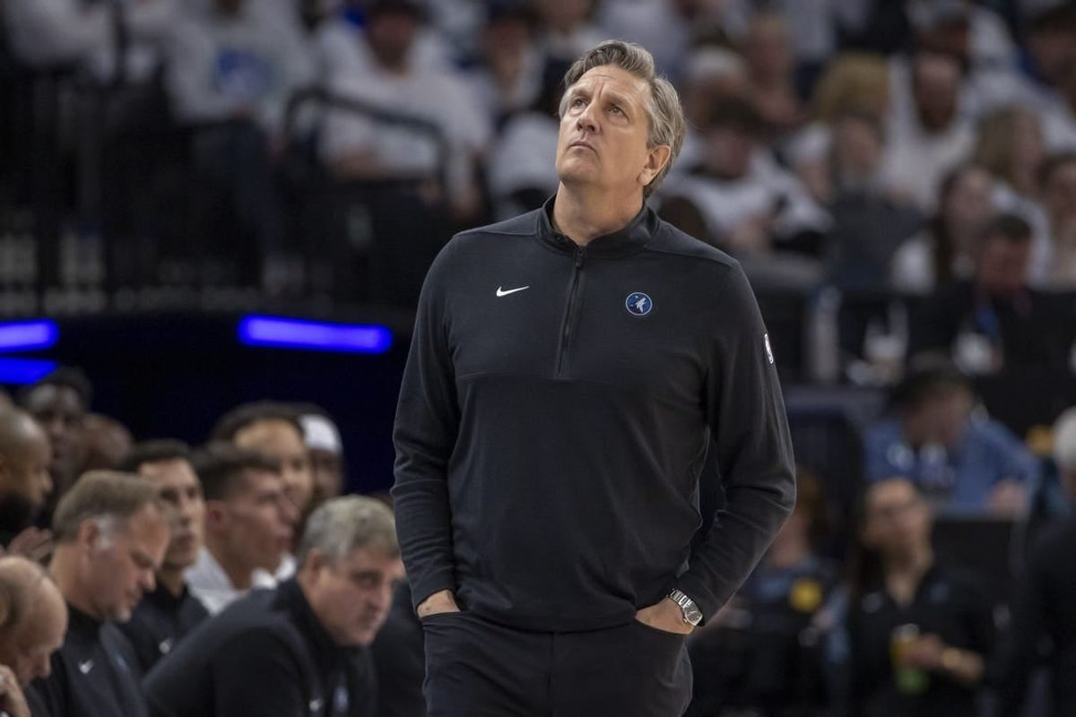 Minnesota Timberwolves head coach Chris Finch looks on against the Phoenix Suns in the second half during game one of the first round for the 2024 NBA playoffs at Target Center.