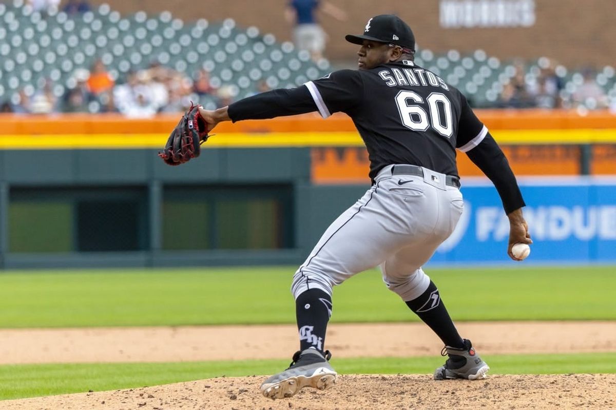 Sep 10, 2023; Detroit, Michigan, USA; Chicago White Sox relief pitcher Gregory Santos (60) throws in the seventh inning against the Detroit Tigers at Comerica Park.