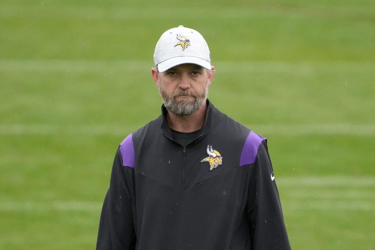 Sep 30, 2022; Thundridge, United Kingdom; Minnesota Vikings offensive coordinator Wes Phillips during practice at Hanbury Manor.