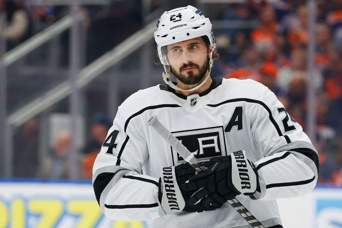 Apr 25, 2023; Edmonton, Alberta, CAN; Los Angeles Kings forward Phillip Danault (24) skates against the Edmonton Oilers in game five of the first round of the 2023 Stanley Cup Playoffs at Rogers Place.