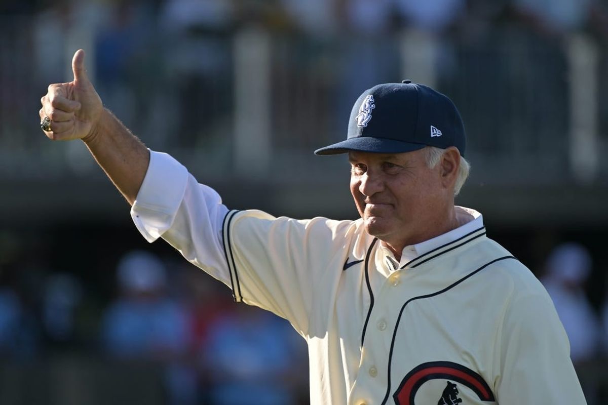 Aug 11, 2022; Dyersville, Iowa, USA; Chicago Cubs former player Ryne Sandberg in attendance before the game against the Cincinnati Reds at Field of Dreams.
