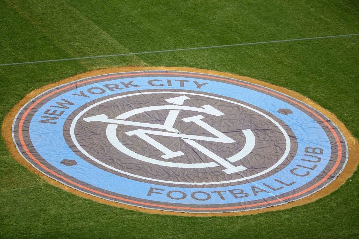 Mar 13, 2016; New York, NY, USA;  A view of the NYFC field logo before the game against the Toronto FC at Yankee Stadium. Toronto tied New York City, 2-2.  Mandatory Credit: Vincent Carchietta-Imagn Images