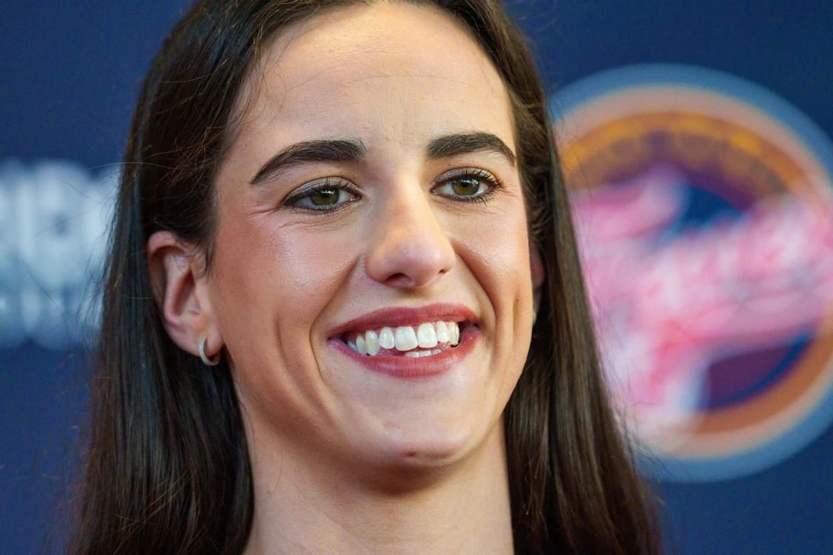 April 17, 2024; Indianapolis, IN, USA; Indiana Fever player Caitlin Clark, former Iowa Hawkeye standout and the no. 1 pick in the 2024 WNBA draft, speaks Wednesday, April 17, 2024, during an introductory press conference inside the entry pavilion at Gainbridge Fieldhouse.