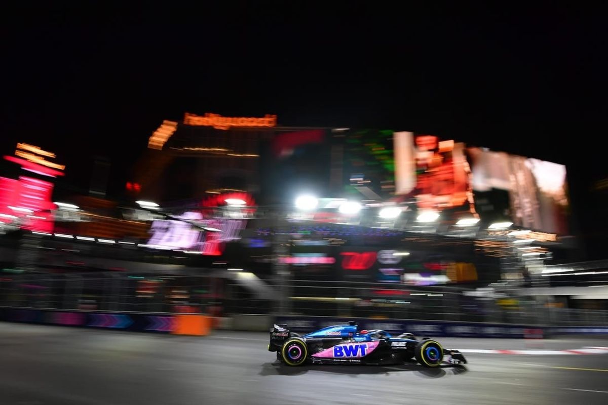 Nov 16, 2023; Las Vegas, Nevada, USA; Alpine driver Esteban Ocon of France (31) during free practice at Las Vegas Strip Circuit.