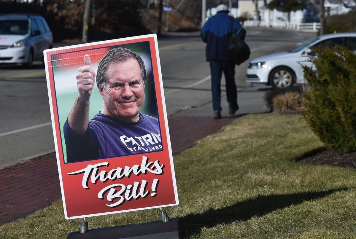 HYANNIS 01/12/24 A pop-up tribute to longtime Patriots coach Bill Belichick along Barnstable Rd in Hyannis on Friday morning after it was announced Jerod Mayo will be the team's new head coach. 
Steve Heaslip/Cape Cod Times