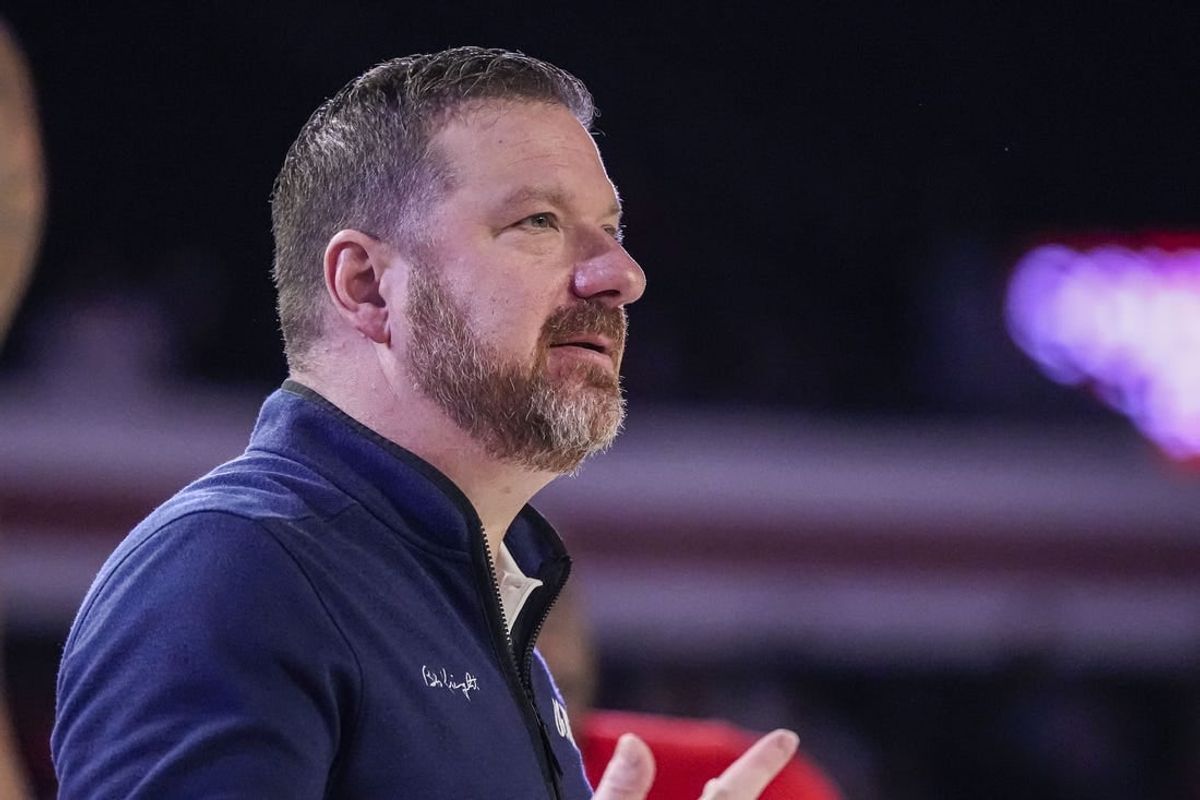 Mar 5, 2024; Athens, Georgia, USA; Mississippi Rebels head coach Chris Beard reacts on the sideline against the Georgia Bulldogs during the second half at Stegeman Coliseum.