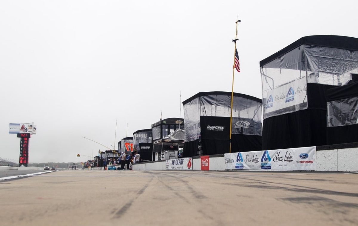 Aug 1, 2016; Long Pond, PA, USA; A general view of pit road prior to the Pennsylvania 400 at Pocono Raceway. Mandatory Credit: Matthew O'Haren-Imagn Images