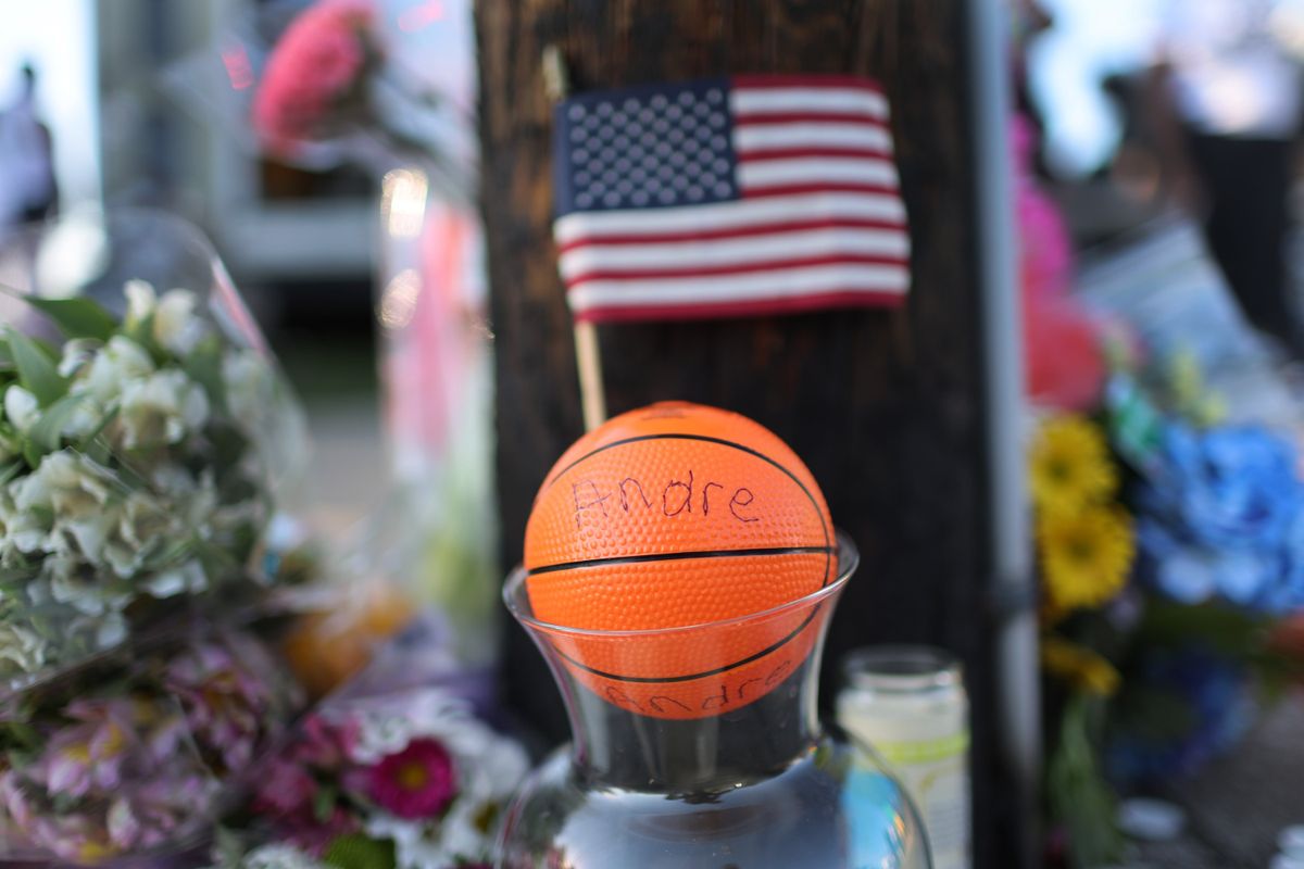 A makeshift memorial outside Tops market in Buffalo, N.Y.