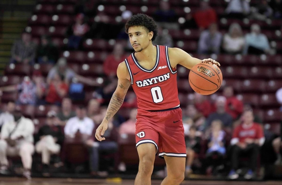 Nov 19, 2023; Charleston, SC, USA; Dayton Flyers guard Javon Bennett (0) brings the ball up court in the second half against the Houston Cougars at TD Arena.