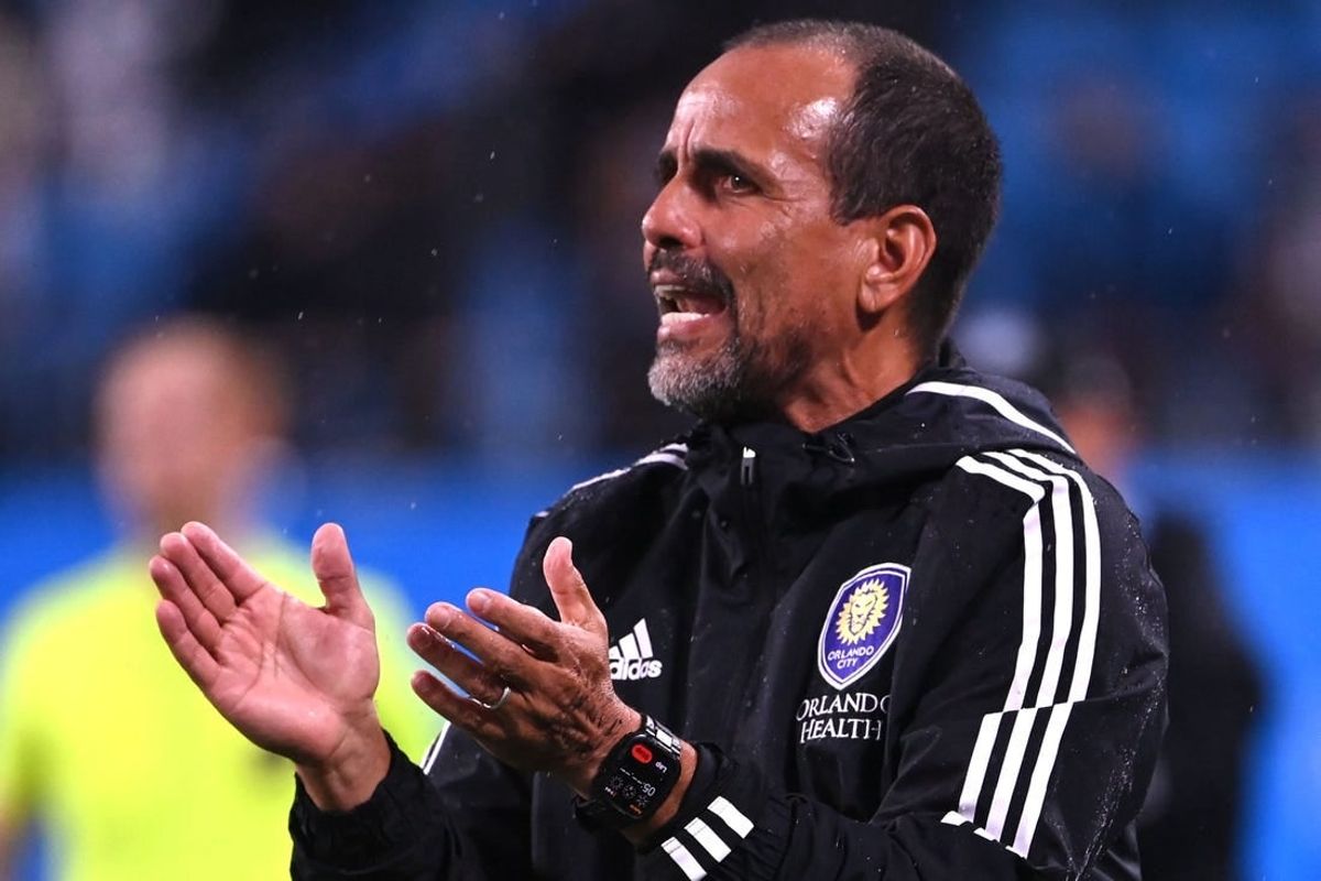 Aug 30, 2023; Charlotte, North Carolina, USA; Orlando City head coach Oscar Pareja in the first half at Bank of America Stadium.