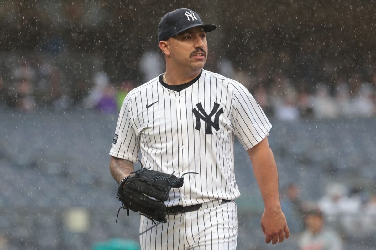 May 5, 2024; Bronx, New York, USA; New York Yankees starting pitcher Nestor Cortes (65) walks off the field after being relieved during the seventh inning against the Detroit Tigers at Yankee Stadium.
