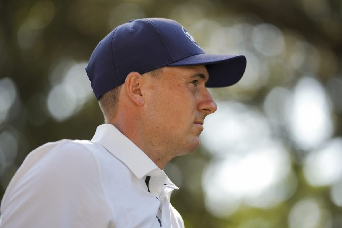 Apr 19, 2024; Hilton Head, South Carolina, USA; Jordan Spieth watches his shot from the 16th tee during the second round of the RBC Heritage golf tournament.