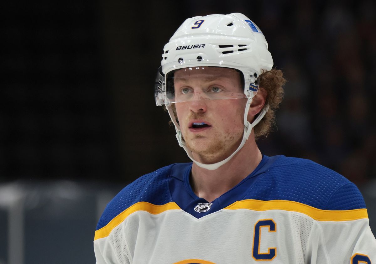 Jack Eichel, no longer the captain of the Sabres, is awaiting a trade.