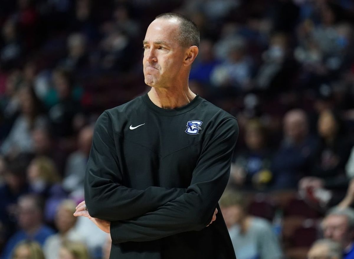Mar 5, 2023; Uncasville, CT, USA; Creighton Bluejays head coach Jim Flanery watches from the sideline as they take on the Villanova Wildcats at Mohegan Sun Arena.
