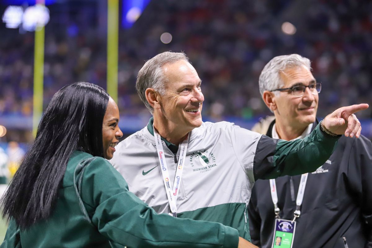 Mark Dantonio at Michigan State’s Peach Bowl appearance last year.