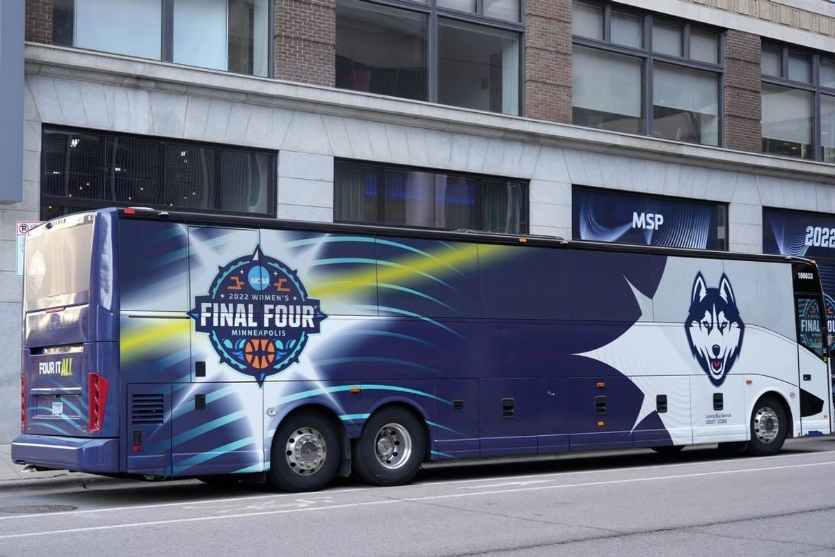 The UConn Huskies team bus (file photo).