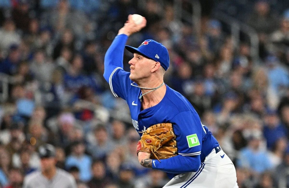 Apr 13, 2024; Toronto, Ontario, CAN;  Toronto Blue Jays relief pitcher Bowden Francis (44) delivers a pitch against the Colorado Rockies in the fifth inning at Rogers Centre.