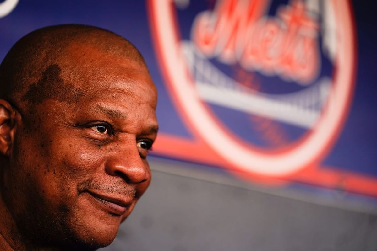 Mar 3, 2023; Port St. Lucie, Florida, USA; New York Mets former right fielder Darryl Strawberry talks to the media prior to a game between the New York Mets and the Washington Nationals at Clover Park.