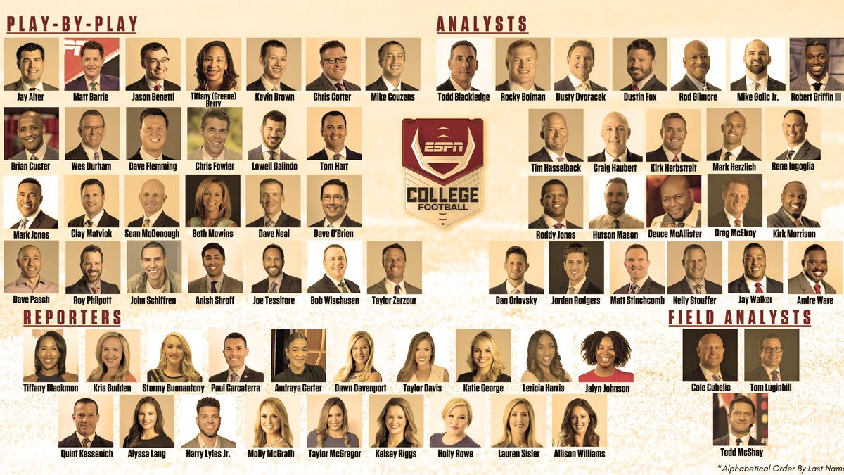 ESPN’s college football broadcast lineup.