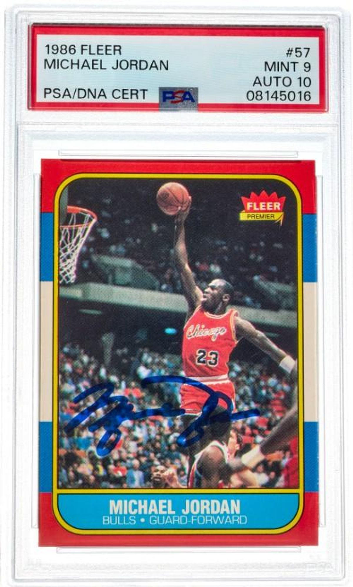 A signed 1986 Fleer Michael Jordan rookie card sold for a record $2.5 million at an online auction on June 26, 2025.