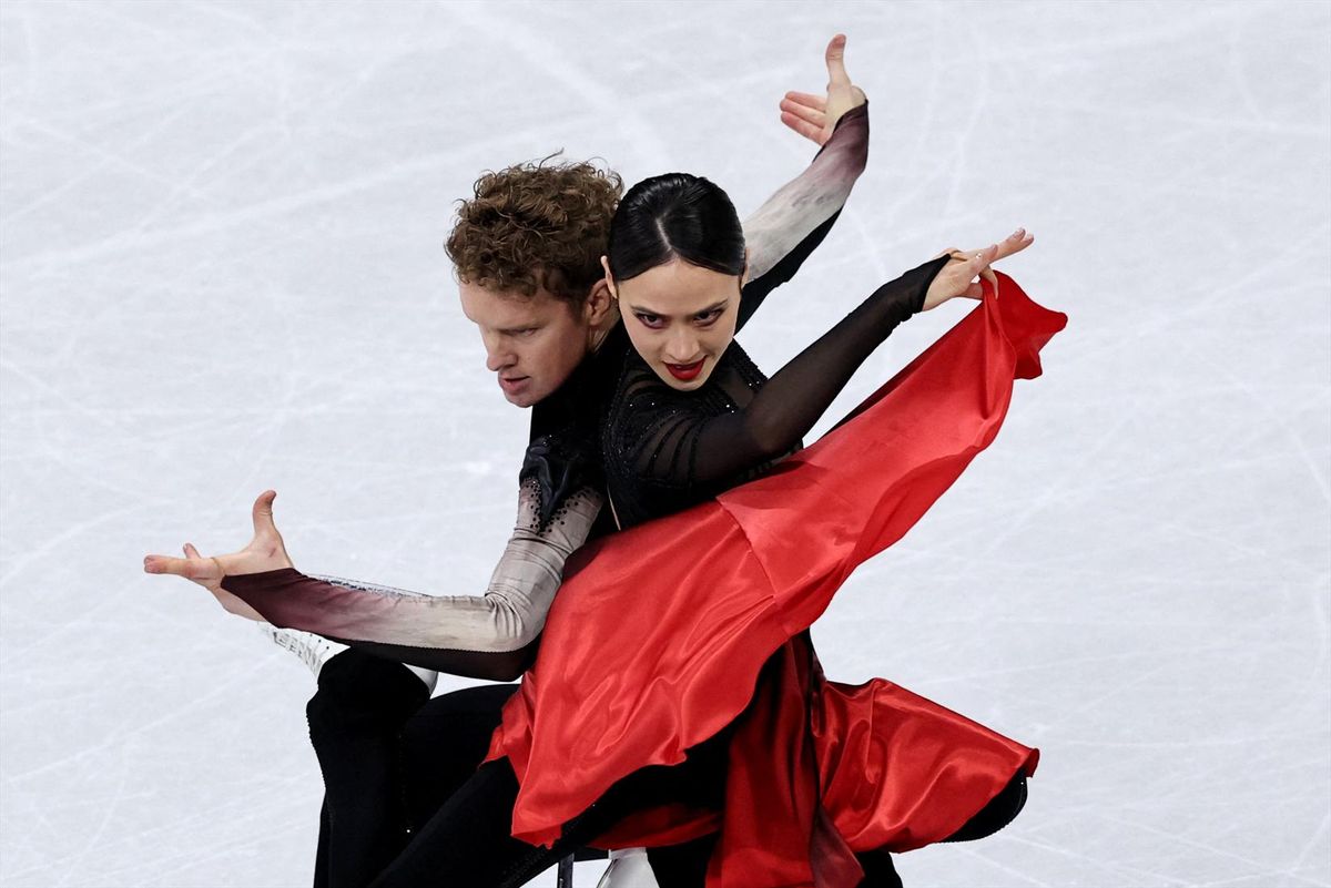 Milano Cortina 2026 Olympics - Figure Skating - Ice Dance - Free Dance - Milano Ice Skating Arena, Milan, Italy - February 11, 2026. Madison Chock of United States and Evan Bates of United States perform during the free dance