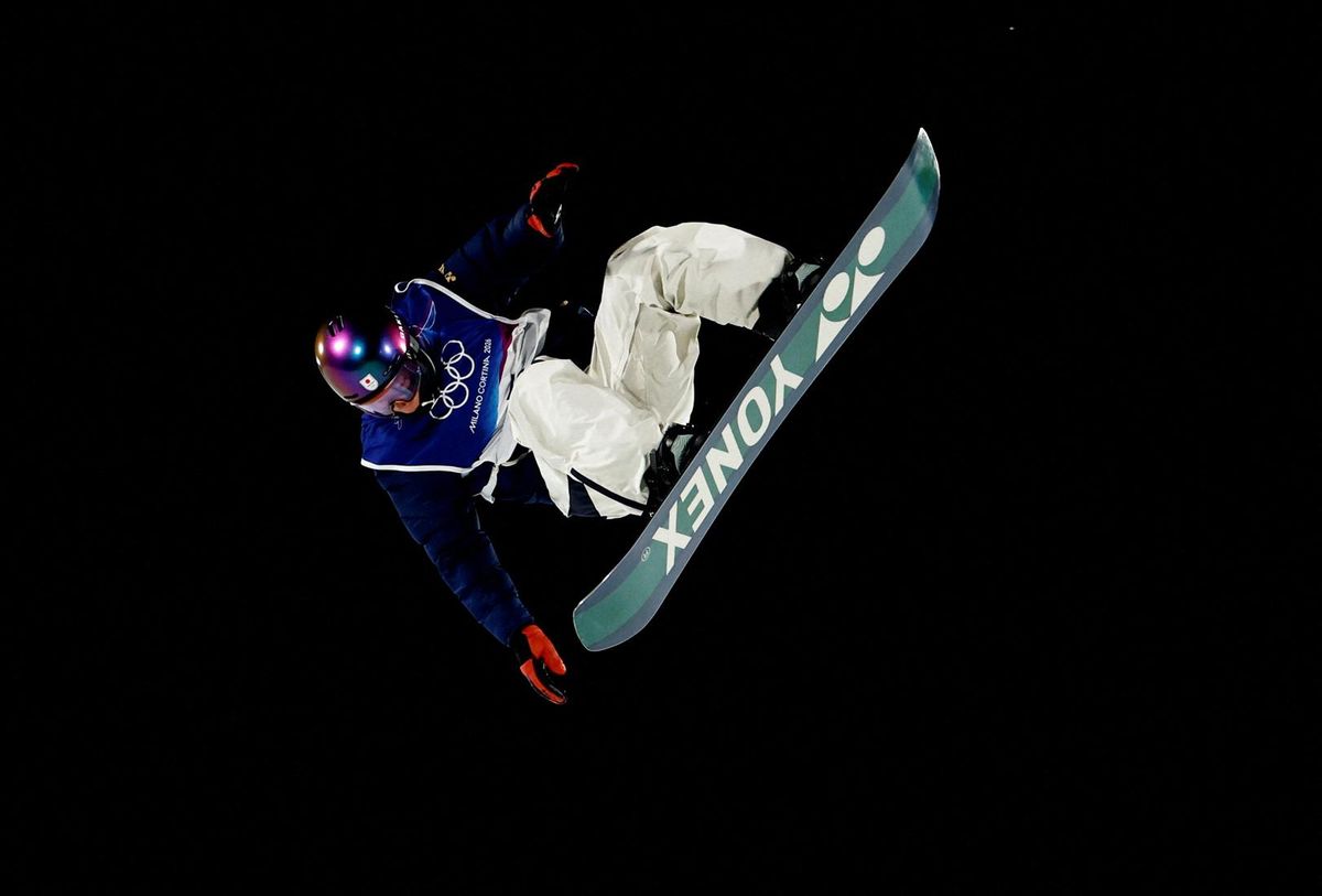 Kira Kimura of Japan in action during his third run of snowboard big air at the Milan Cortina Olympics on Feb. 7, 2026