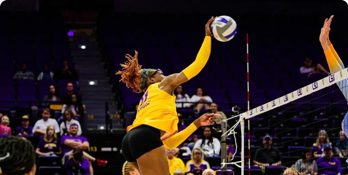 Middle blocker Anita Anwusi played at LSU and is a member of the LOVB pro team in Houston.
