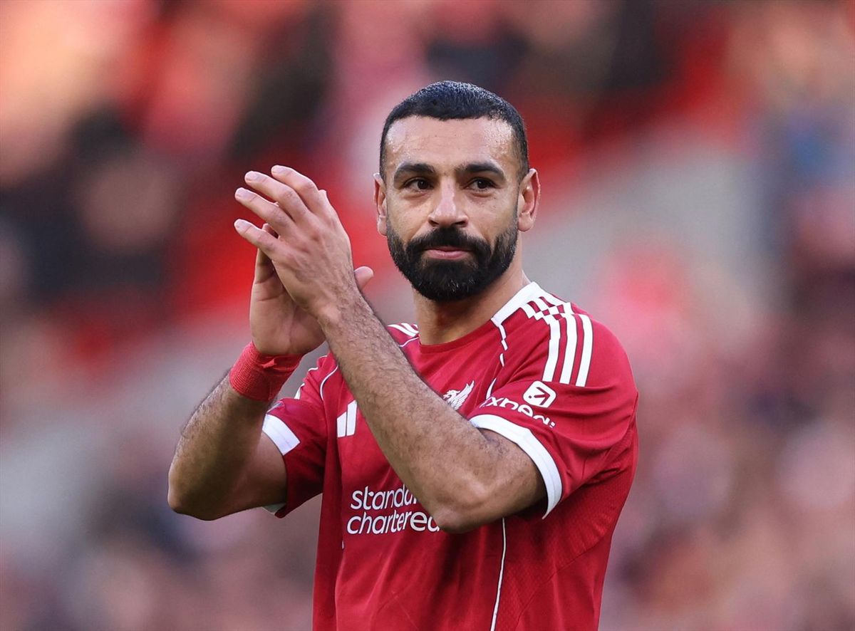 Liverpool's Mohamed Salah applauds fans after a match against West Ham United on Feb. 28, 2026.