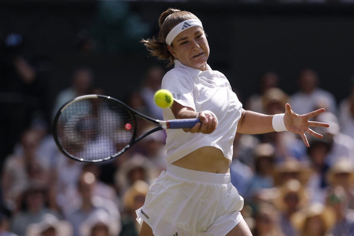 Czech Republic's Karolina Muchova during her semifinal match against American Coco Gauff at Wimbledon on July 9, 2026.