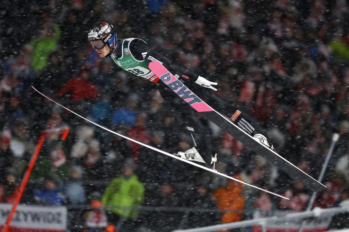 Norway's Marius Lindvik at the Ski Jumping World Cup in Zakopane, Poland, on Jan. 11, 2026.
