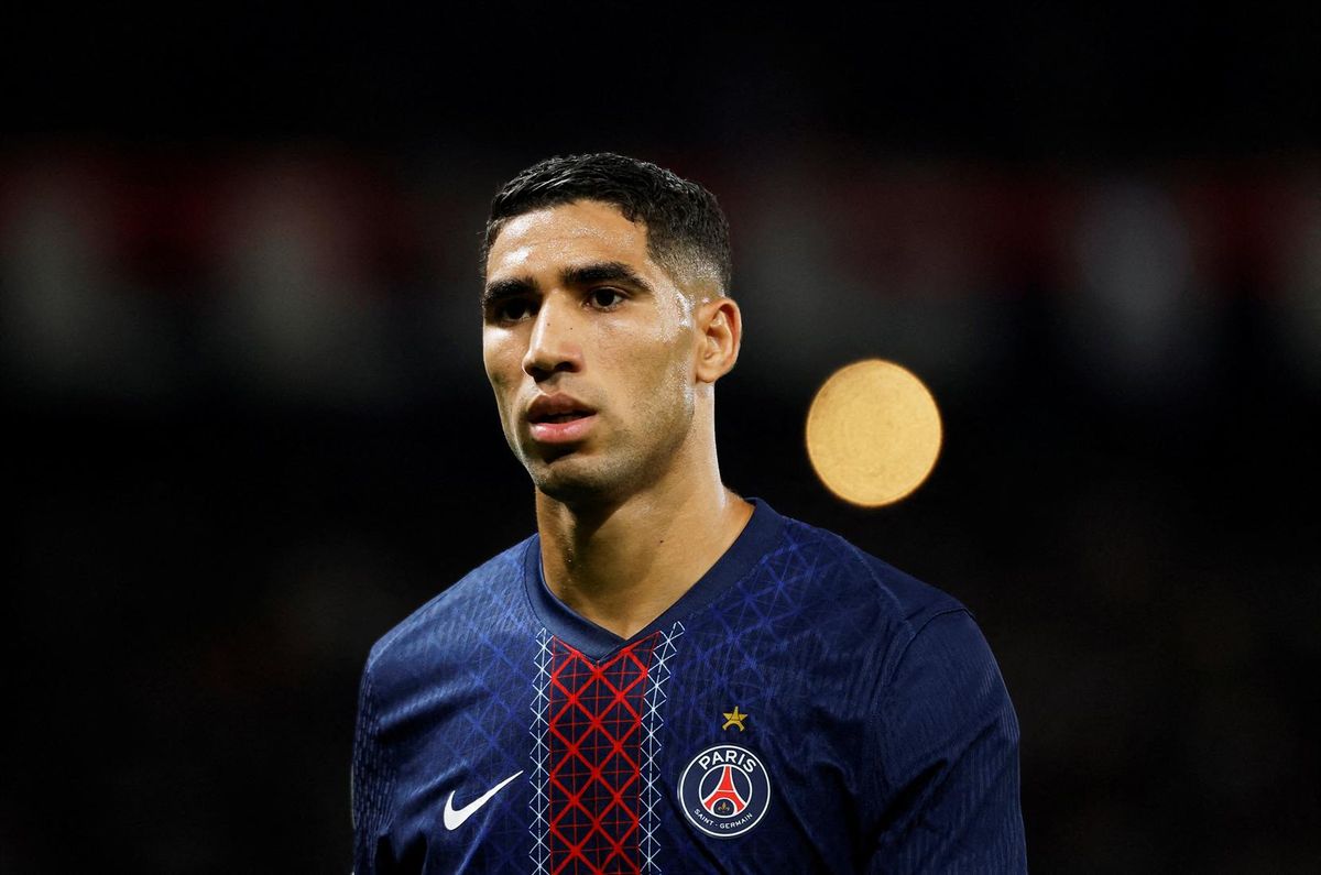 Paris St. Germain's Achraf Hakimi in a match against Atalanta in Paris on Sept. 17, 2025.