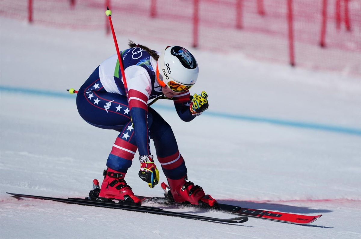 Breezy Johnson of the United States won the women's downhill on Sunday at the Milan Cortina Olympics.